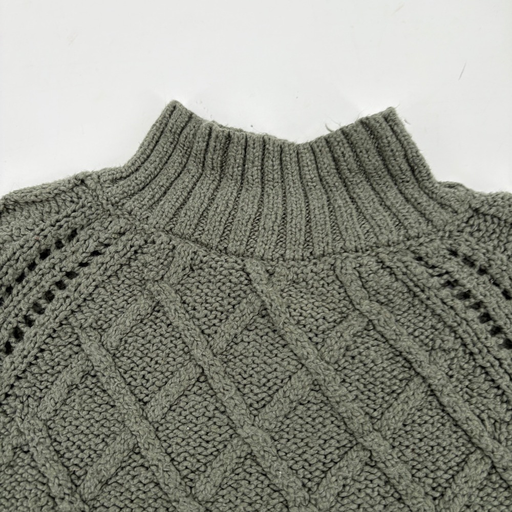 American‎ Eagle Small mock neck cable knit chunky sweater Cropped Green - Picture 5 of 16